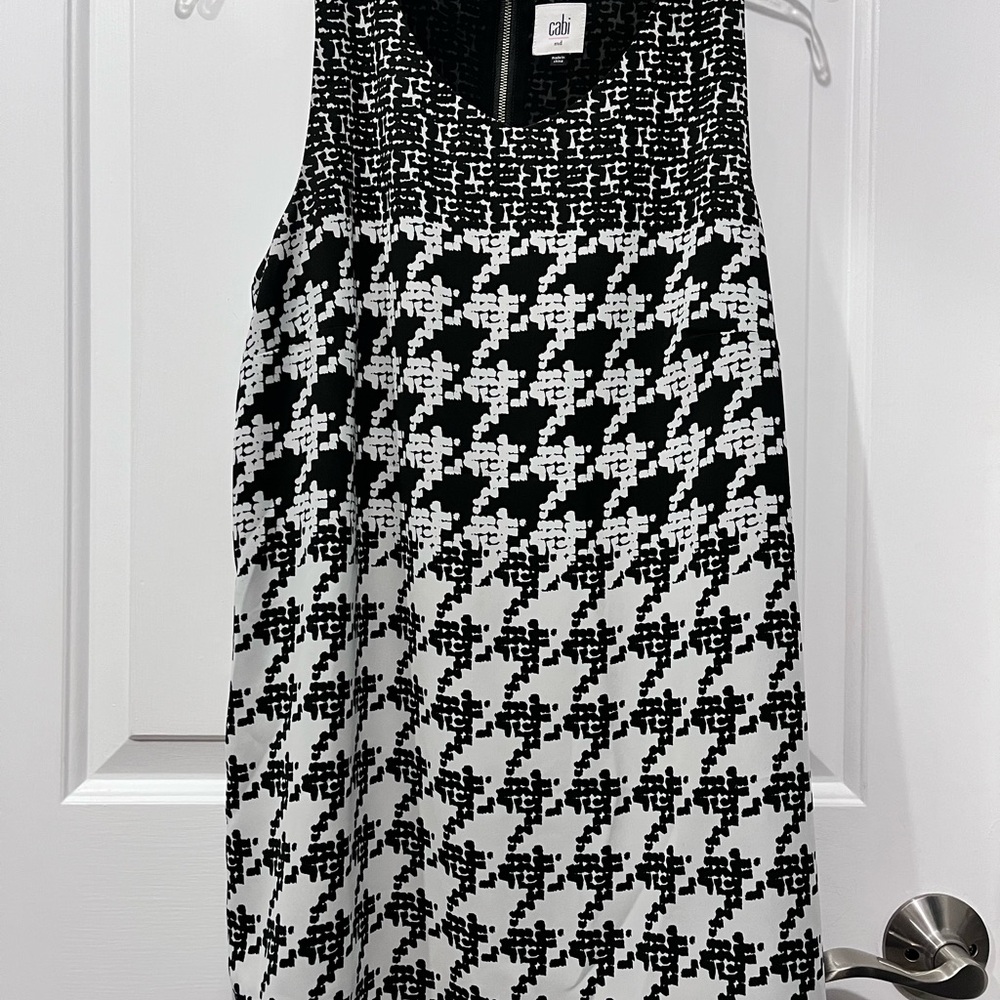 CAbi Black and White Houndstooth Blouse